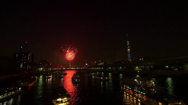 东京住田河烟花视频素材