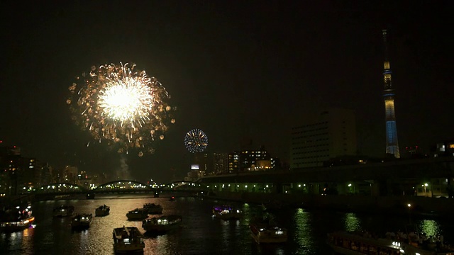 东京住田河烟花视频素材