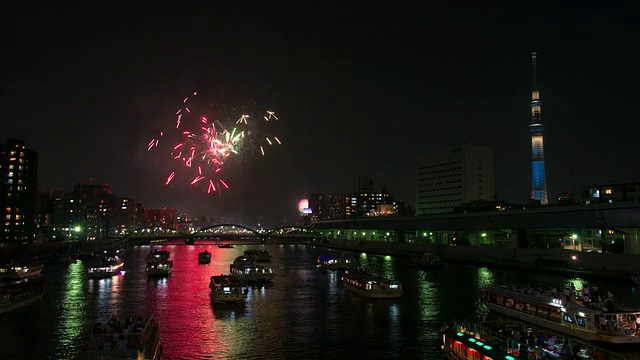 Sumida河烟花时光流逝视频素材