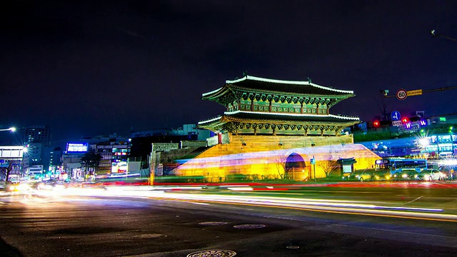 东大门附近的夜景视频素材