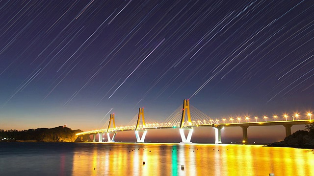 geoogadaegyo桥的夜景和星迹视频素材