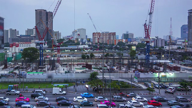 城市建筑工地，从早到晚时间流逝视频素材