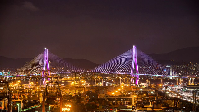 北康大桥及港口夜景视频素材