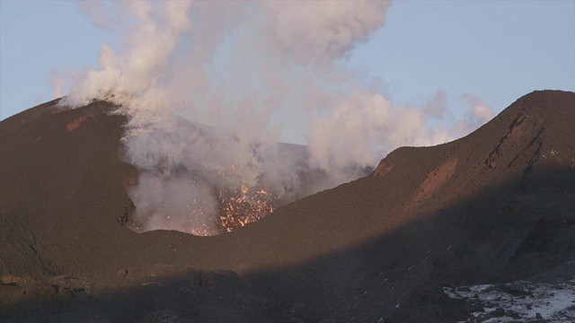 火山喷发。俄罗斯堪察加半岛。视频素材