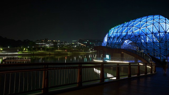 世宗市(韩国新行政城市)世宗湖公园夜景视频素材