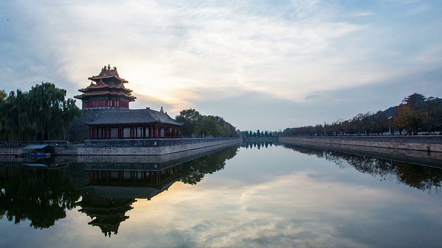 北京紫禁城日落T/L Pan，中国。视频素材