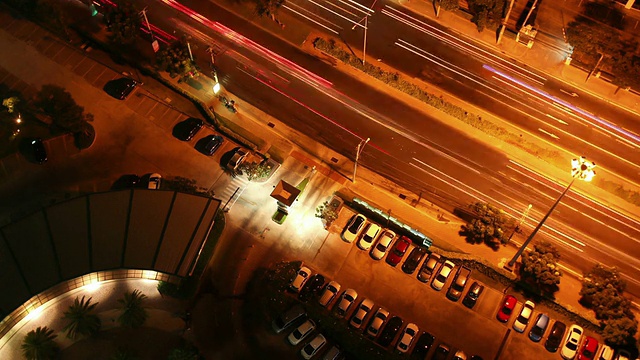 高速公路交通鸟瞰图，时间流逝视频素材