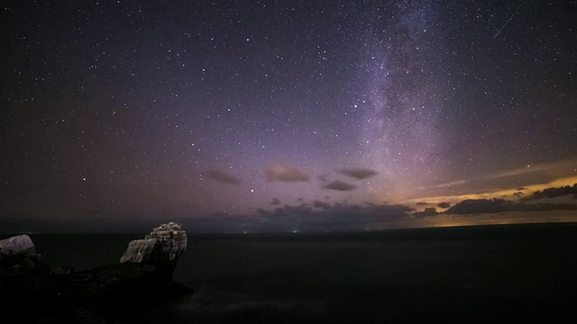 波特兰-约2014:银河系在讲坛岩石为双子座流星雨的时间流逝视频素材