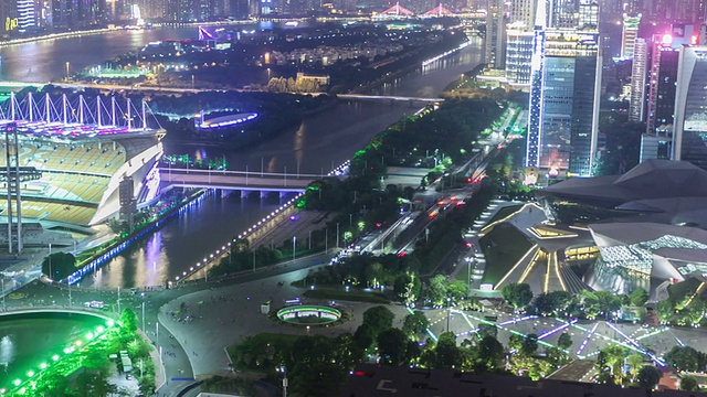 T/L LS PAN广州CBD Overlook at Night /广州，中国视频素材