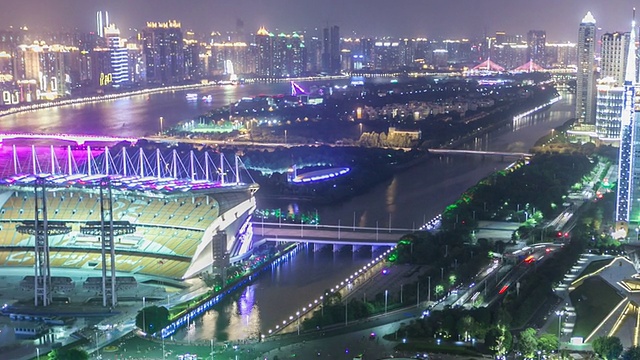 T/L LS TD Guangzhou CBD Overlook at Night /广州，中国视频素材