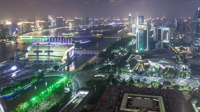 T/L LS TD Guangzhou CBD Overlook at Night /广州，中国视频素材