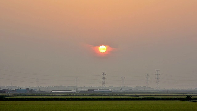 WS T/L日落在稻田/峨山，忠清南道，韩国视频素材