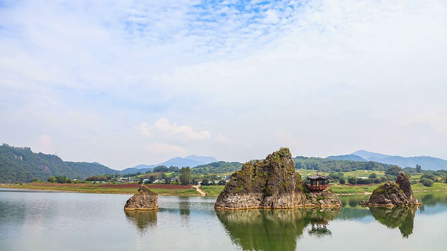 WS T/L Dodamsambong (Dodamsambong三山)与露台/丹阳，忠清北道，韩国视频素材