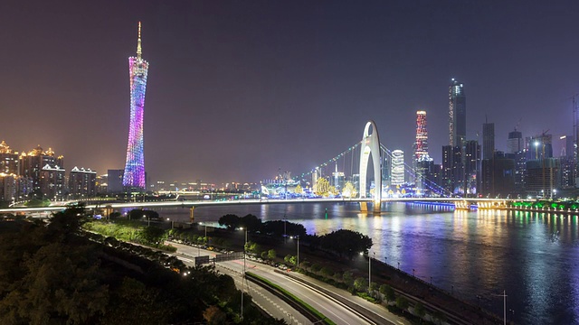 T/L WS TD Guangzhou Overlook at Night /中国广州视频素材