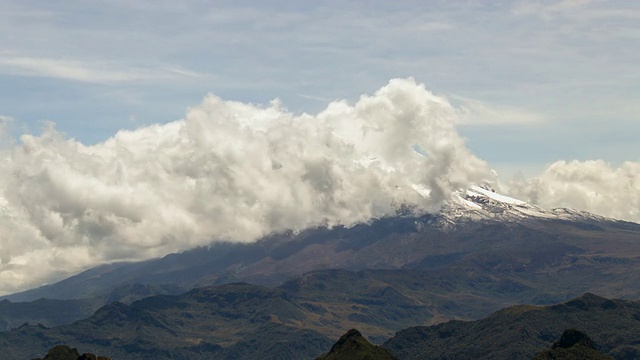 厄瓜多尔安第斯山脉的安提萨纳火山上空的云视频素材