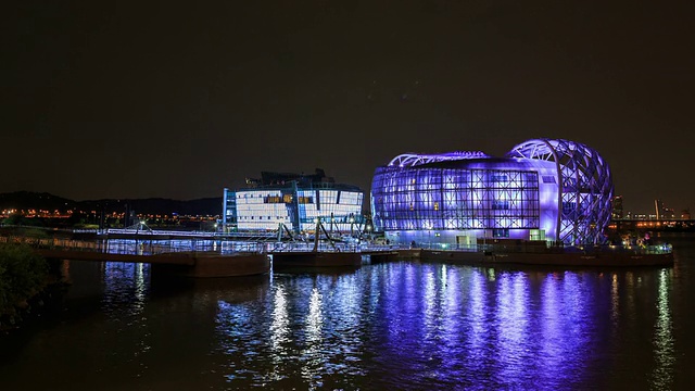 板坡洞Sebitdungdungseom建筑外部夜景视频素材