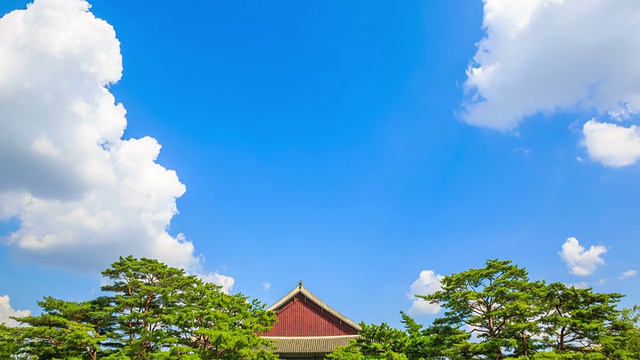 景福宫古宫庆会楼屋顶及晴空视频素材