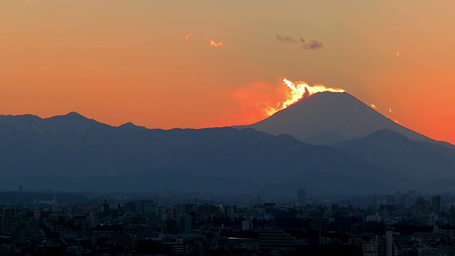 夕阳下的富士山。视频素材