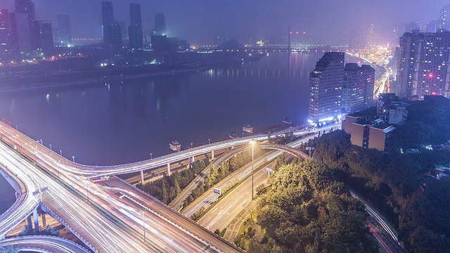 T/L WS PAN日-夜进桥/中国重庆视频素材