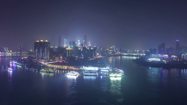 T/L WS ZI Chongqing CBD Overlook Night /重庆，中国视频素材