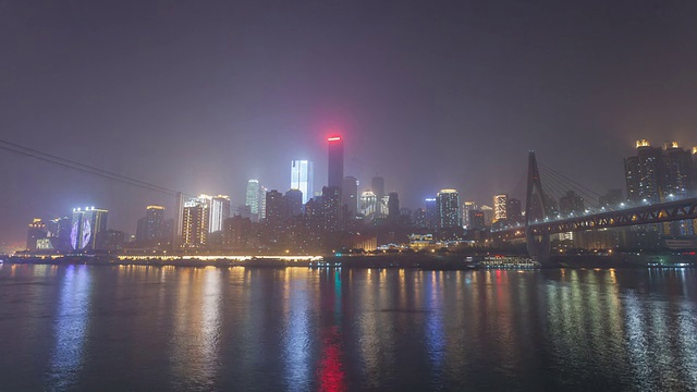 长江索道雾夜/重庆，中国视频素材