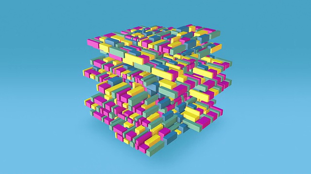 多色浮动块形式的大立方体形状视频素材