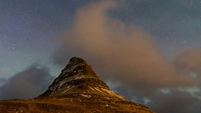 冰岛的Kirkjufell Mountain Night Time Lapse视频素材