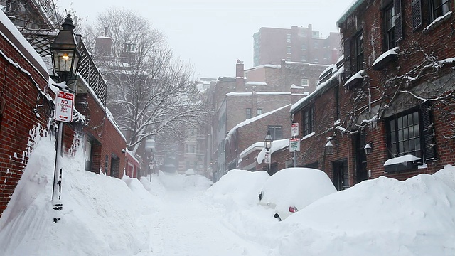 2015年波士顿暴雪。波士顿史上最大雪的冬天视频素材