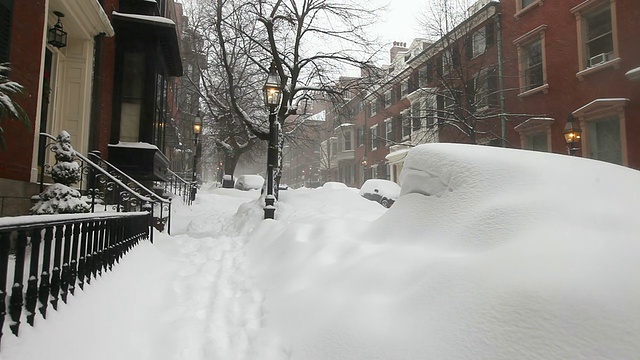 2015年波士顿暴雪。波士顿史上最大雪的冬天视频素材