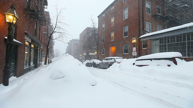 2015年波士顿暴雪。波士顿史上最大雪的冬天视频素材