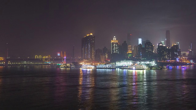 T/L WS PAN Chongqing CBD Night /重庆，中国视频素材