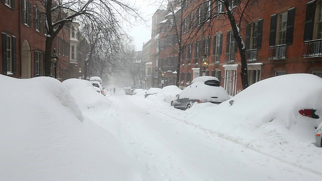 2015年波士顿暴雪。波士顿史上最大雪的冬天视频素材