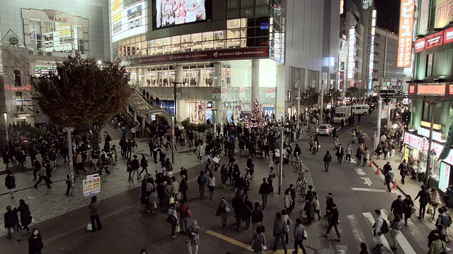 WS HA PAN城市景观，新宿车站周围的夜晚/新宿，日本东京视频素材