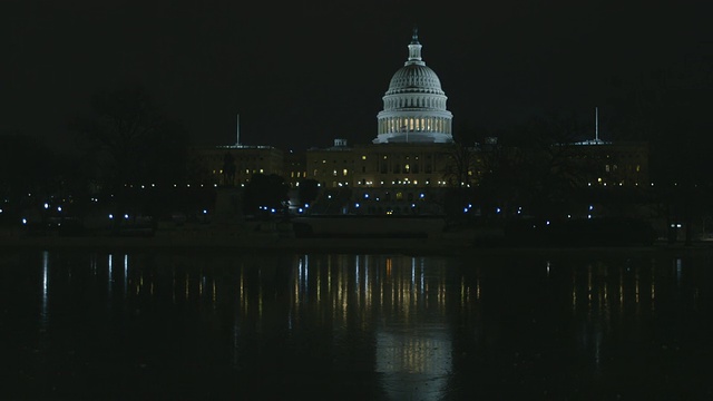 美国国会大厦的夜晚视频素材