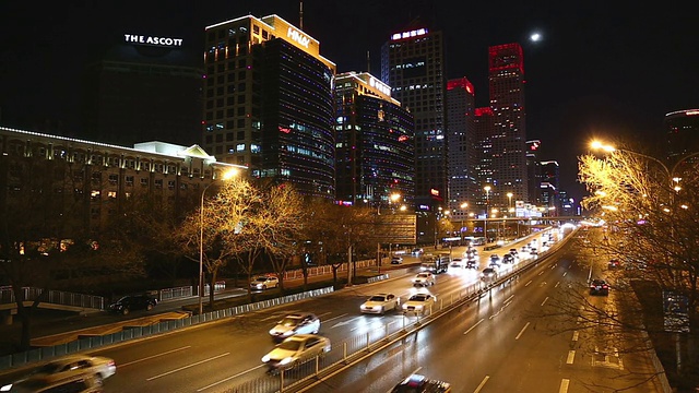 MS City Traffic at Night /北京，中国视频素材