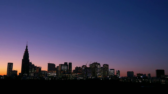 新宿的建筑物在黄昏时亮起来视频素材