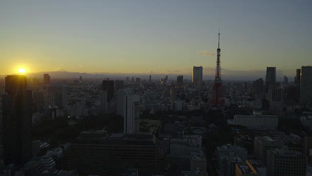 东京塔和富士山日落视频素材