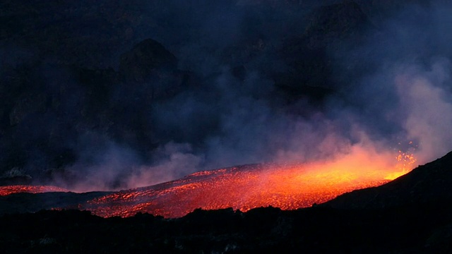 火山喷发和熔岩流视频素材