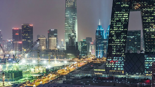 T/L MS HA ZO Beijing Skyline at Night /中国北京视频素材