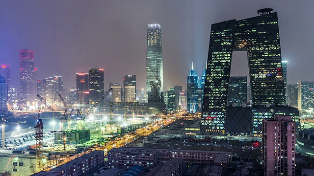 T/L MS HA Beijing Skyline at Night /中国北京视频素材