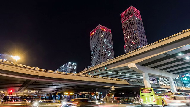 T/L WS LA ZO Cityscape of Beijing at Night /北京，中国视频素材