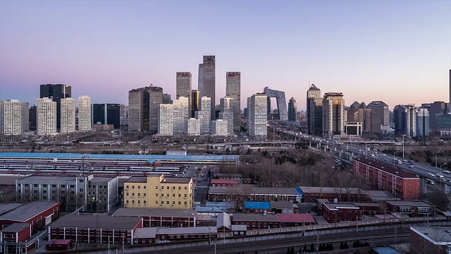 T/L WS HA PAN Beijing Skyline Night to Day Transition /北京，中国视频素材