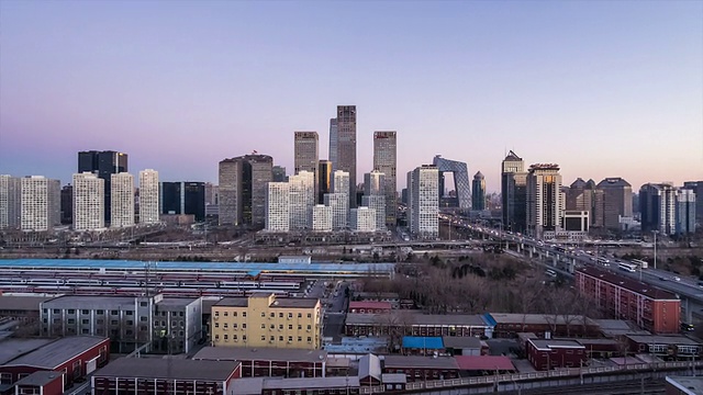 T/L WS HA ZO Beijing Skyline Night to Day Transition /北京，中国视频素材