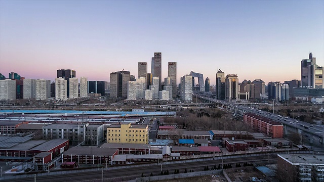 T/L WS HA Beijing Skyline Night to Day Transition /北京，中国视频素材