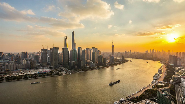 T/L WS HA Shanghai Skyline at Sunset /上海，中国视频素材