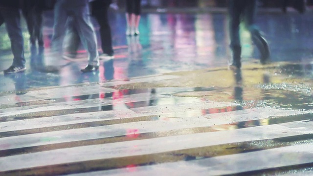 慢动作-纽约街道，DOF，雨视频素材