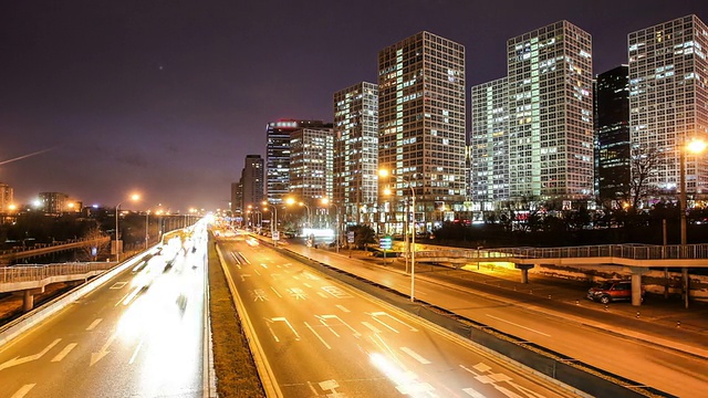 时间流逝的北京城市夜晚，中国视频素材