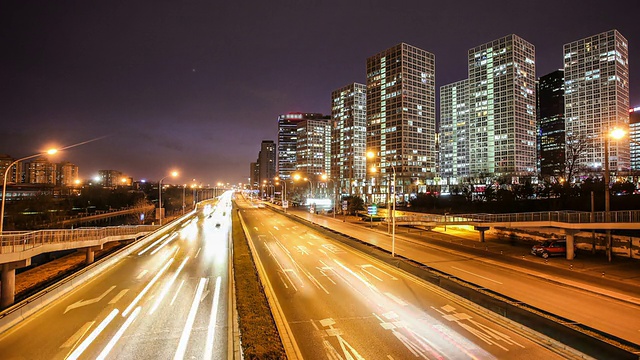 时间流逝的北京城市夜晚，中国视频素材