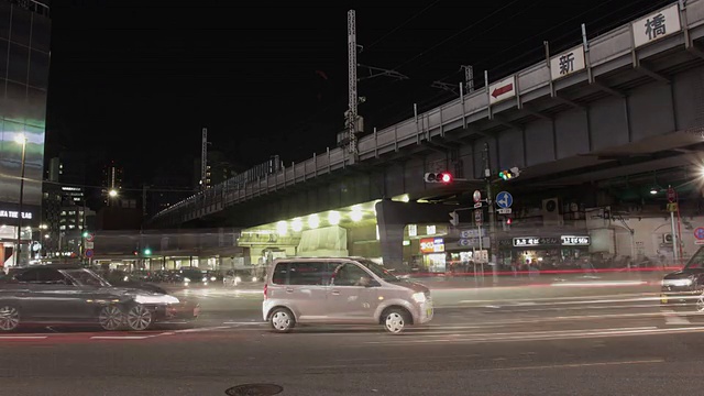 T/L东京新桥站桥夜视频素材