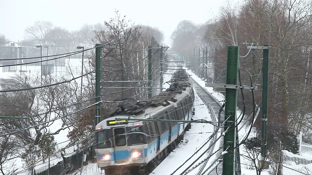 波士顿地铁在暴风雪中视频素材